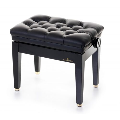 Banquette Bechstein cuir noir laiton
