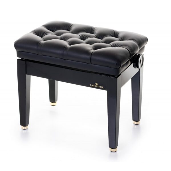 Banquette Bechstein cuir noir laiton